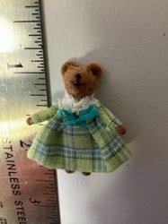 Tiny Bear Doll Green Plaid